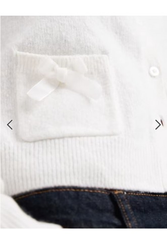 Hollister bow detail cardigan in white