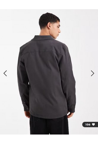 Threadbare button front shacket in grey