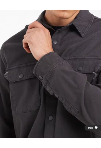 Threadbare button front shacket in grey