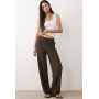 ONLY Tall plisse wide leg trousers in brown