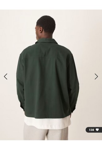 ASOS DESIGN oversized overhead shirt in green twill