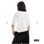 Pieces soft knit short sleeve cardigan in cream