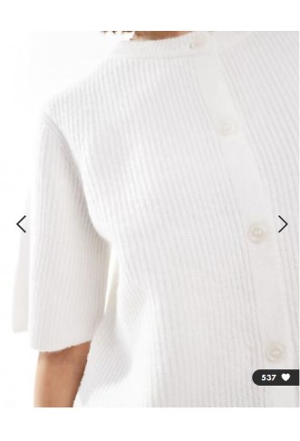 Pieces soft knit short sleeve cardigan in cream