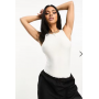 ASOS DESIGN double layer racer bodysuit in white