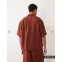 ASOS DESIGN co-ord oversized linen blend shirt in brown