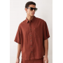 ASOS DESIGN co-ord oversized linen blend shirt in brown