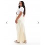 New Look Curve satin bias midi skirt in yellow
