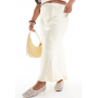 New Look Curve satin bias midi skirt in yellow