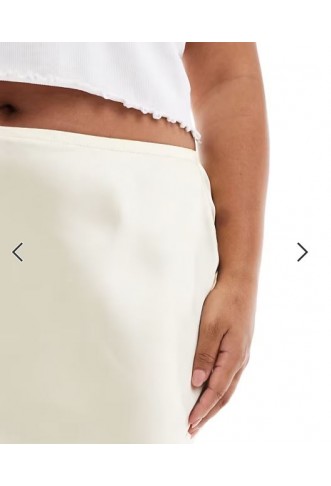 New Look Curve satin bias midi skirt in yellow