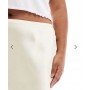 New Look Curve satin bias midi skirt in yellow