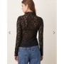 Mango high neck lace top in black