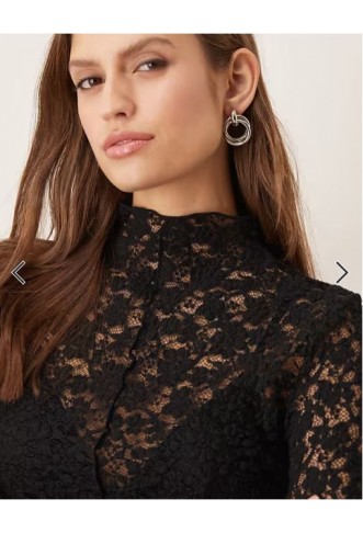 Mango high neck lace top in black