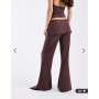 COLLUSION slinky skirt trouser co-ord in deep chocolate