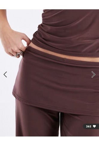 COLLUSION slinky skirt trouser co-ord in deep chocolate