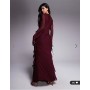 Daska chiffon ruffle maxi dress in burgundy
