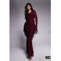 Daska chiffon ruffle maxi dress in burgundy