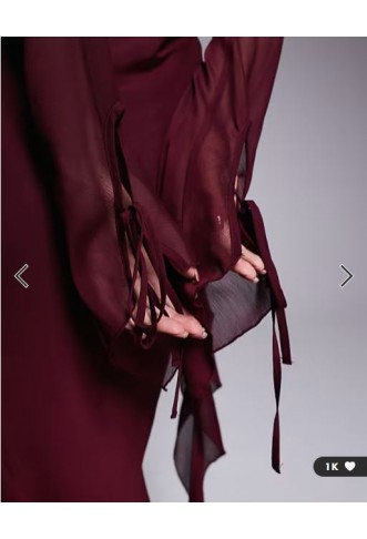 Daska chiffon ruffle maxi dress in burgundy