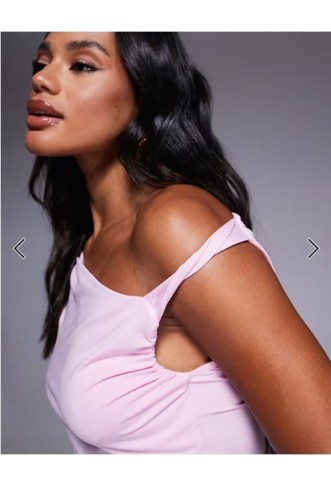 ASOS DESIGN draped twist strap tank top in baby pink