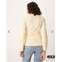 ASOS DESIGN asymmetric hem long sleeve ruched side top in yellow