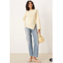 ASOS DESIGN asymmetric hem long sleeve ruched side top in yellow