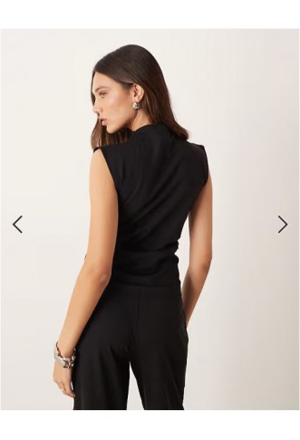 Mango high neck sleeveless top co-ord in black