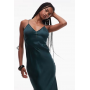 ASOS DESIGN bias cut satin panelled maxi dress with asymmetric back in dark green