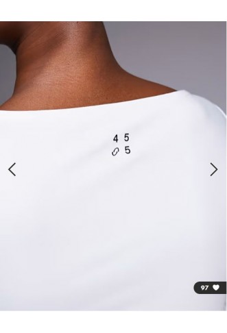 4505 active boat neck long sleeve top with thumbhole in white