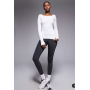 4505 active boat neck long sleeve top with thumbhole in white