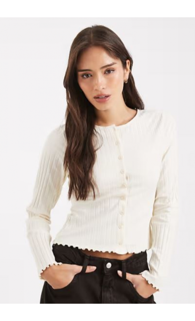 Miss Selfridge ribbed cardigan in cream