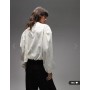ASOS DESIGN poplin tie neck blouse in oyster