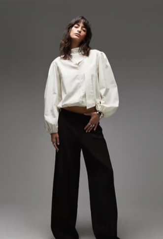 ASOS DESIGN poplin tie neck...