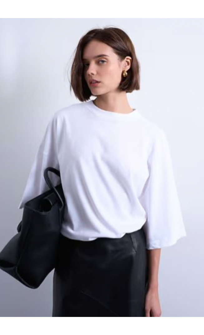 Topshop oversized drop shoulder tee in white