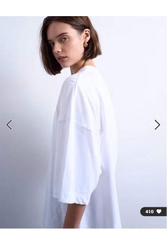 Topshop oversized drop shoulder tee in white