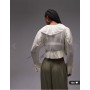 ASOS DESIGN chiffon ruffle tie front blouse in ecru