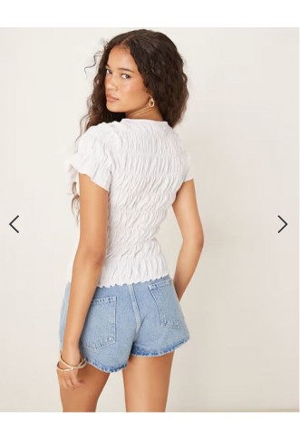 ASOS DESIGN shirred baby tee with brazil lemons in white