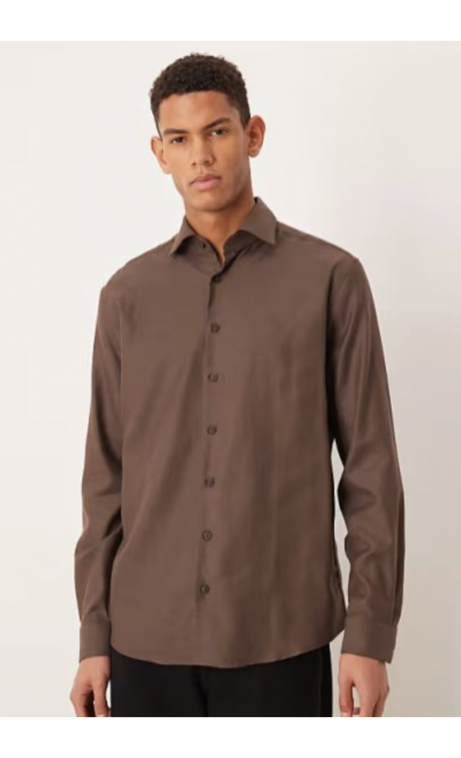 Mango premium 100% cotton shirt in brown
