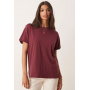 ASOS DESIGN slouchy raw edge regular fit t-shirt in washed cherry