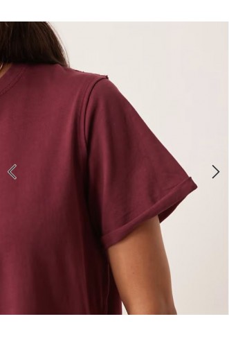 ASOS DESIGN slouchy raw edge regular fit t-shirt in washed cherry