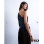 Topshop cupro ruched one sleeve top in grey