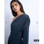 Topshop cupro ruched one sleeve top in grey