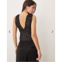 Gina Tricot front sequin top in black