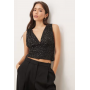 Gina Tricot front sequin top in black
