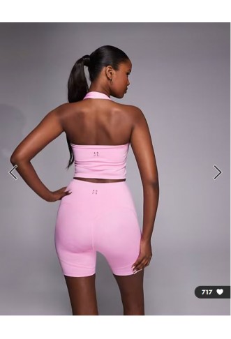 4505 active halter neck performance vest with inner bra in bubblegum