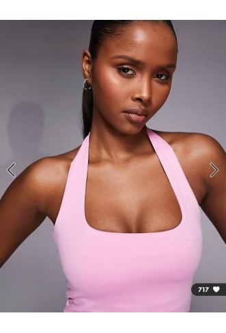 4505 active halter neck performance vest with inner bra in bubblegum