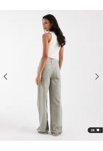 ASOS DESIGN wide leg dad jean in khaki