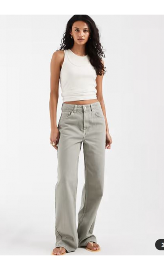 ASOS DESIGN wide leg dad jean in khaki