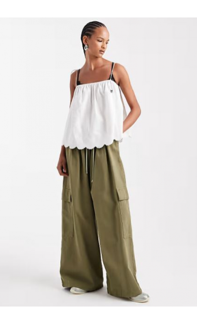 ASOS DESIGN utility washed cargo pants in khaki
