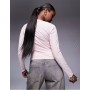 ASOS DESIGN shrug detail long sleeve top with curve bust in baby pink