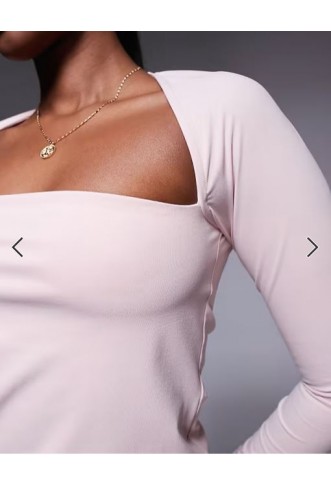 ASOS DESIGN shrug detail long sleeve top with curve bust in baby pink