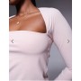 ASOS DESIGN shrug detail long sleeve top with curve bust in baby pink